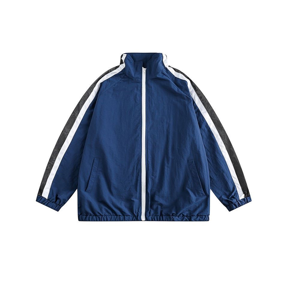 Unisex Jacket Vintage Loose Multicolor Exercise Hooded Coat Men's and Women's Stand Collar Jacket