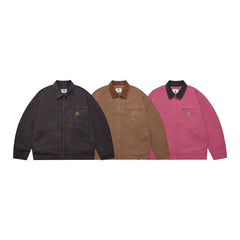 Unisex Jacket Retro Washed Lapel Detroit Jacket Baggy Coat