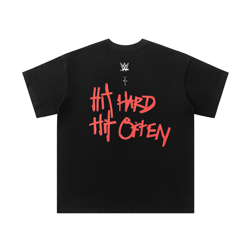 Travis Scott T-Shirt Travis Scott x WWE Alphabet Print Vintage Short Sleeve T-Shirt