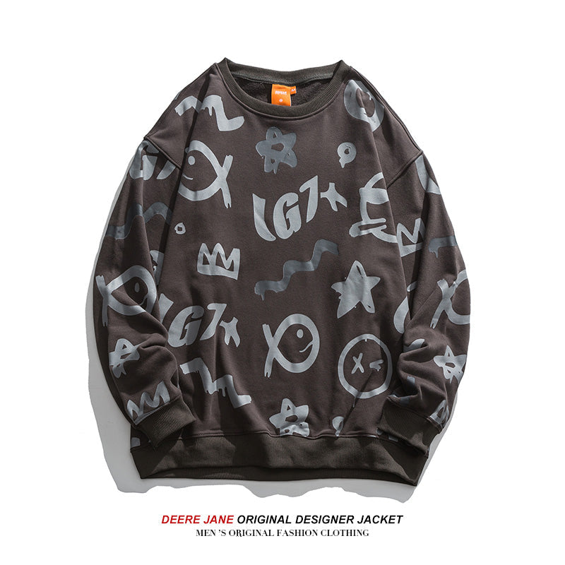 Men Pullover Hoodie Men's Spring and Autumn American Style Loose Trendy Couples Long Sleeve