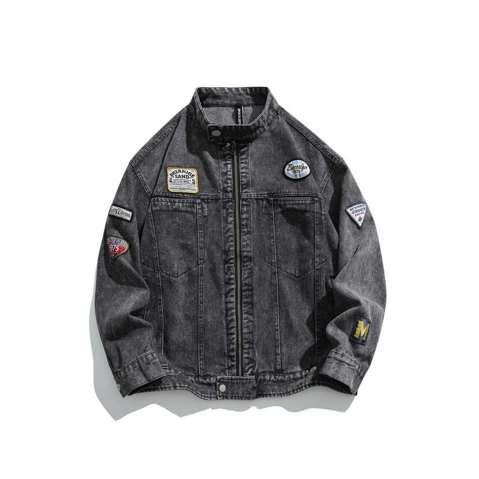 Unisex Jacket Vintage Denim Jacket Men's and Women's Same Washed Jacket Coat