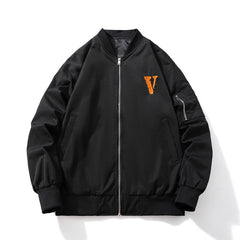 Mens Vintage Jackets Letter Embroidery Loose Baseball Flight Suit