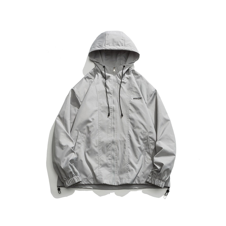 Unisex Jacket Vintage Sports Hooded Jacket Loose Casual Spring and Autumn Coat