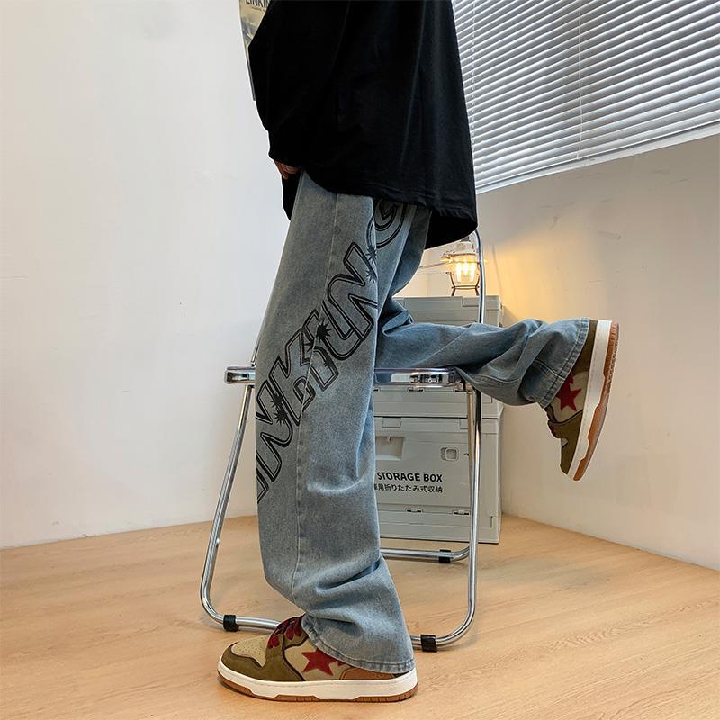 Men Jeans Vintage Straight Loose Oversize Trousers