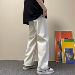 Men Jeans Spring and Autumn Loose Straight Pants Retro Washed Pants