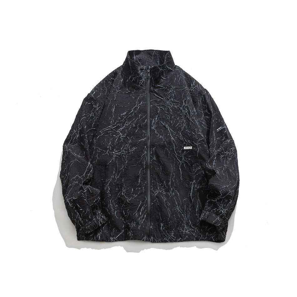Unisex Jacket Spring and Autumn Vintage Stand Collar Top Jacket Baggy Coat
