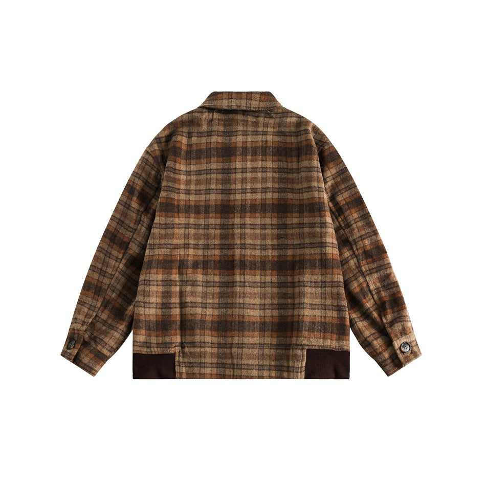 Unisex Jacket Vintage Jacket Men's Plaid Spring and Autumn Coat