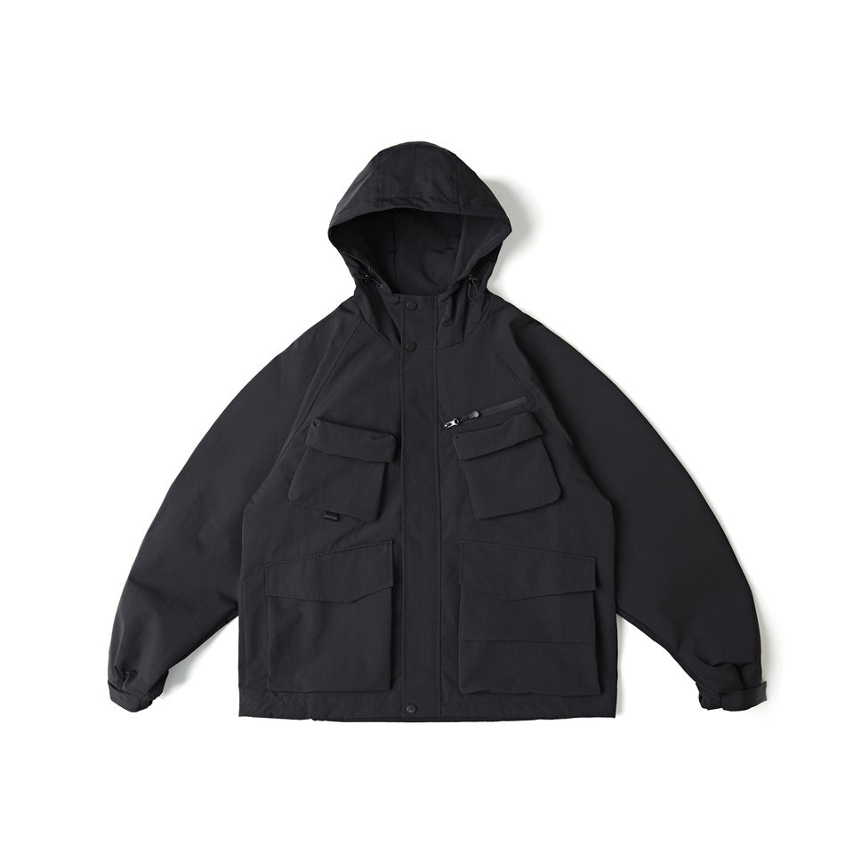 Unisex Jacket Vintage Overalls Jacket Loose Hooded Outdoor Shell Jacket Men's Jacket