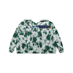 Unisex Jacket Autumn Floral Embroidered Jacket Lapel Overalls