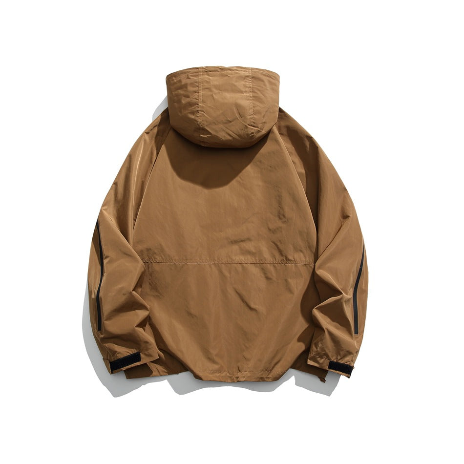 Unisex Jacket Shell Jacket Loose Hooded Coat Men's and Women's Four-Bag Mechanical Style Jacket