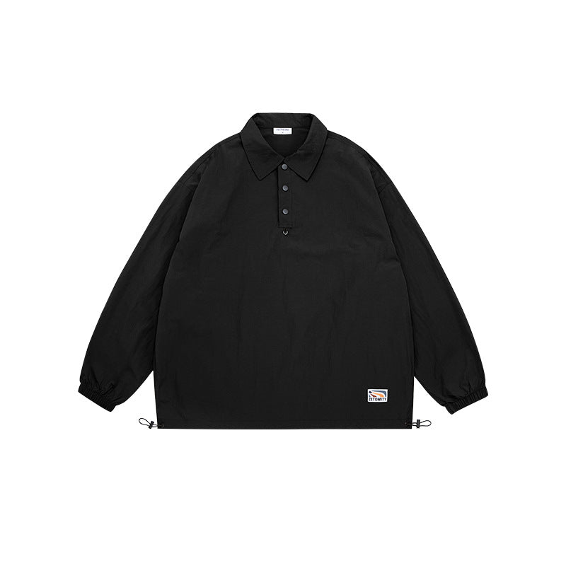 Unisex Jacket Retro Pullover Sports Jacket Loose Outdoor Polo Collar Top