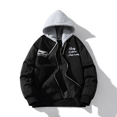 Mens Vintage Jackets Embroidered baseball jersey hooded jacket