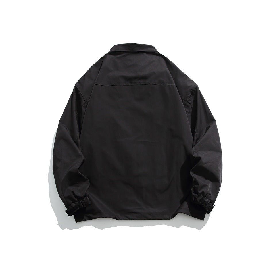 Unisex Jacket Casual Polo Collar Coat Loose Coach Jacket