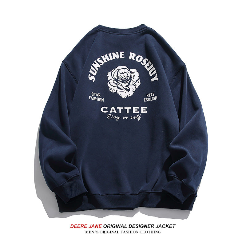 Men Pullover Hoodie round Neck Sweater Men's Winter Couple