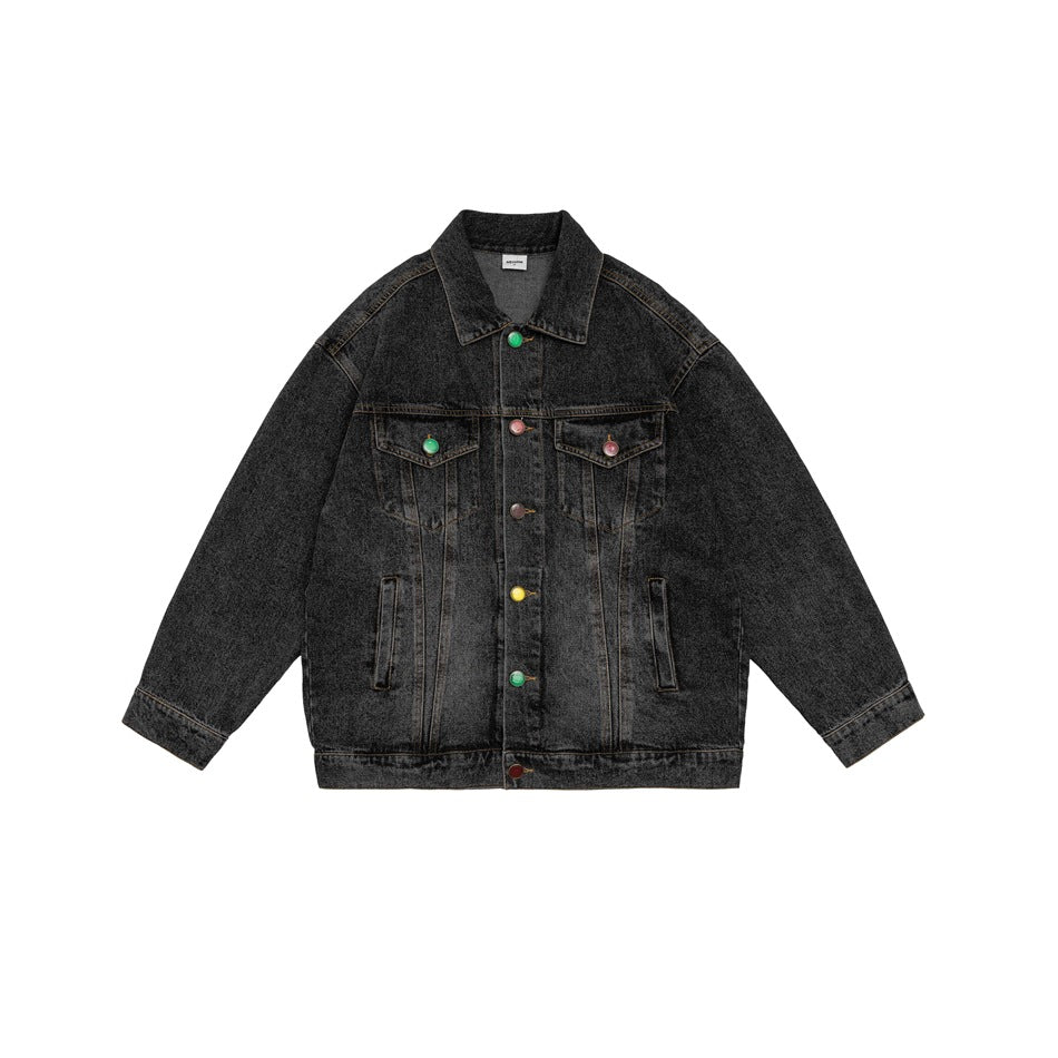 Unisex Jacket Casual Washed Denim Jacket Men and Women Couple Jacket