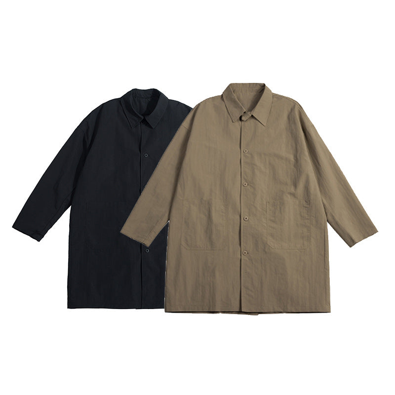 Unisex Jacket Retro Long Trench Coat Men's Loose Lapels Coat