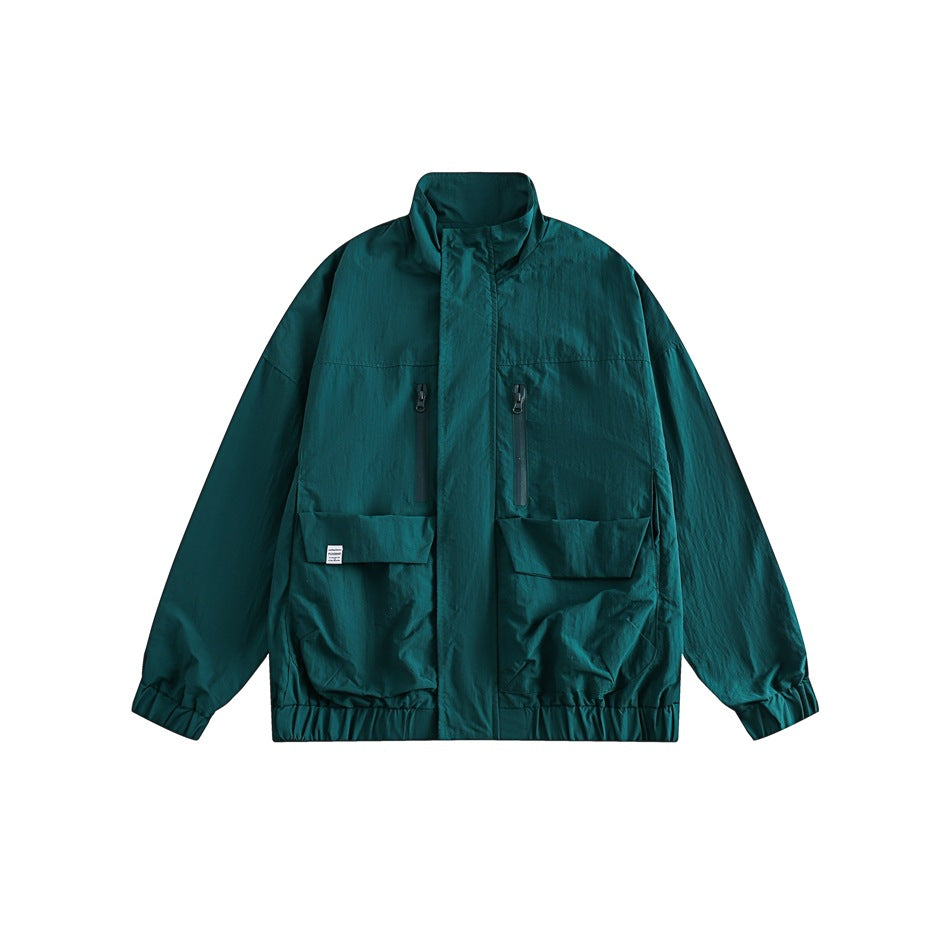 Unisex Jacket Big Pocket Jacket Stand Collar Coat