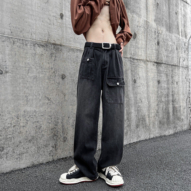 Men Jeans Vintage Jeans Vintage Straight-Leg Pants Oversize Wide Leg Pants