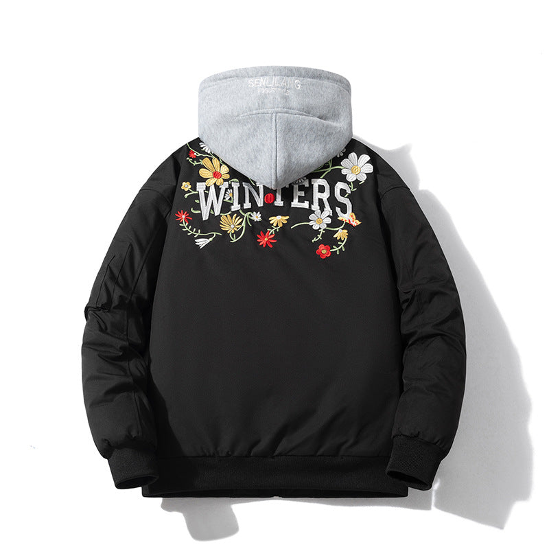 Men Vintage Jackets Thickened baseball jersey Simple embroidery Couple trendy stand-up collar jacket