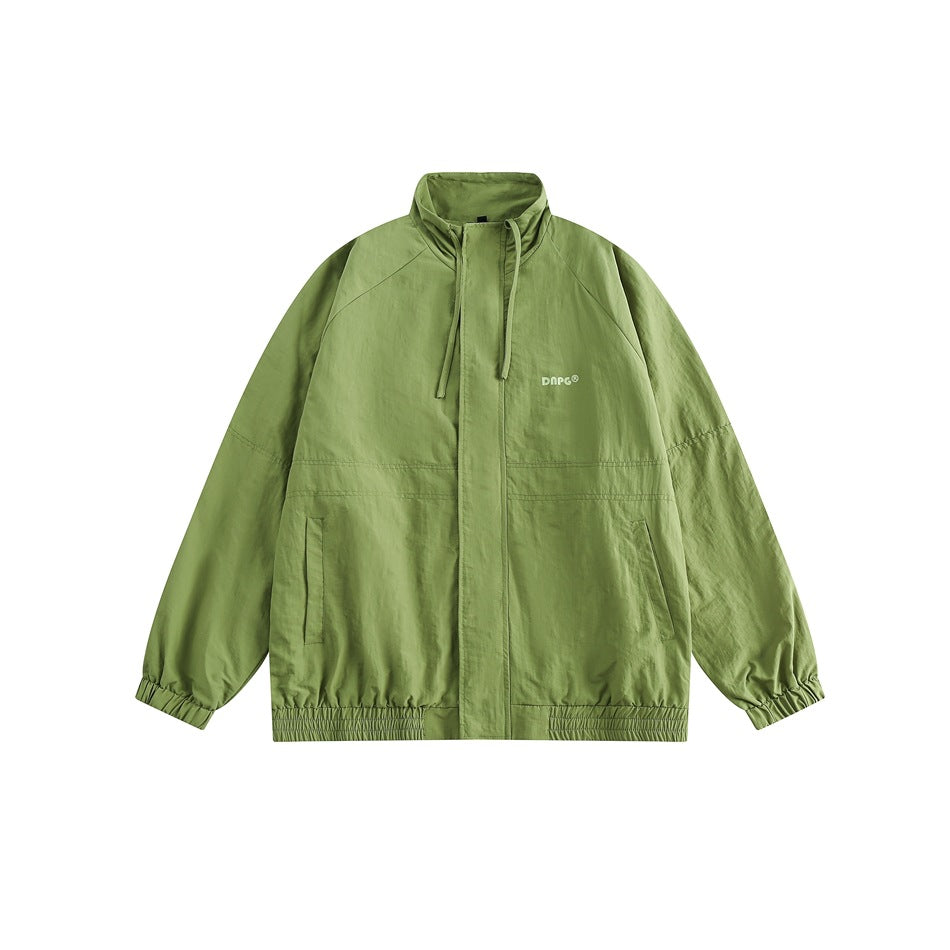 Unisex Jacket Simple Loose Retro Stand Collar Jacket Men's Coat