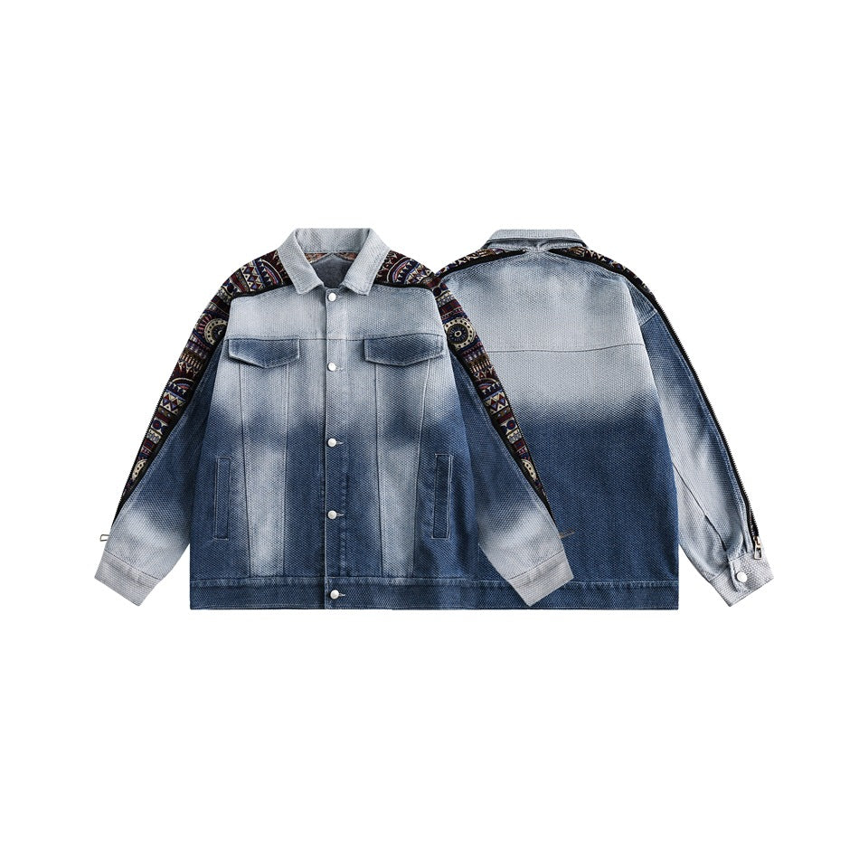 Unisex Jacket Retro Washed Jacket Men and Women Loose Lapels Autumn Coat