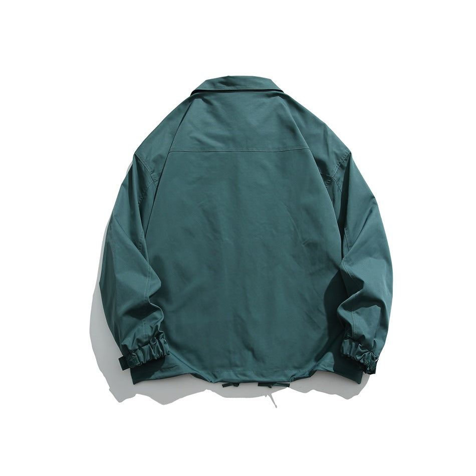 Unisex Jacket Casual Polo Collar Coat Loose Coach Jacket