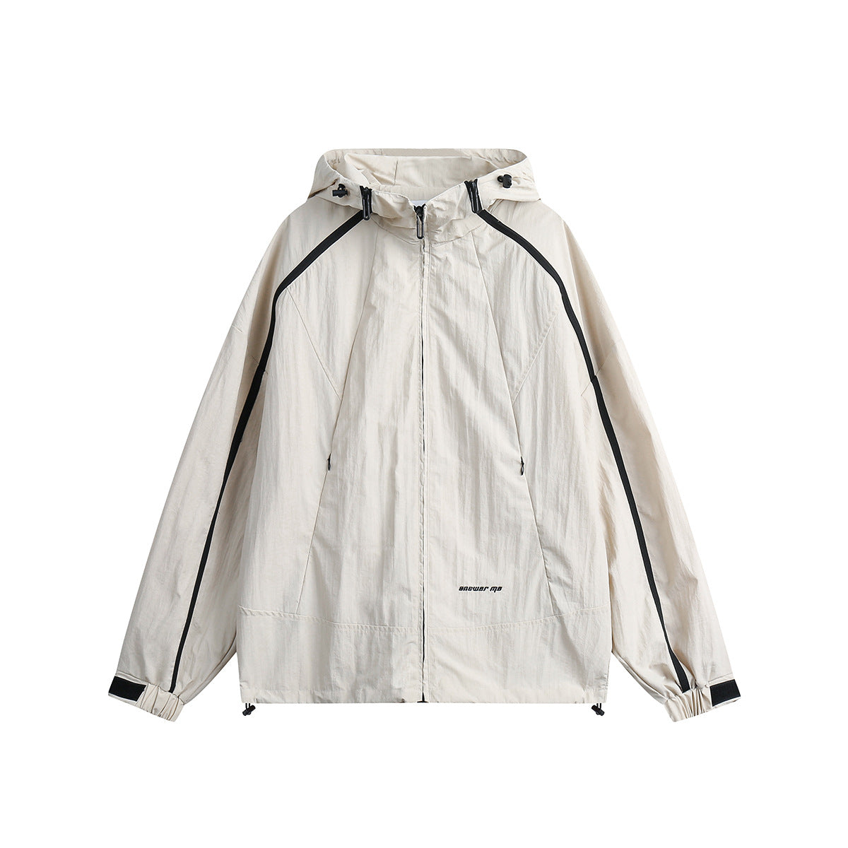 Unisex Jacket Retro Hooded Sports Jacket Men and Women Baggy Casual Jacket Shell Jacket