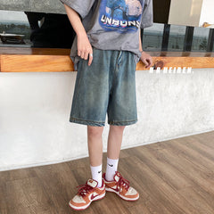 Men Jeans Vintage Denim Shorts Loose Casual Shorts