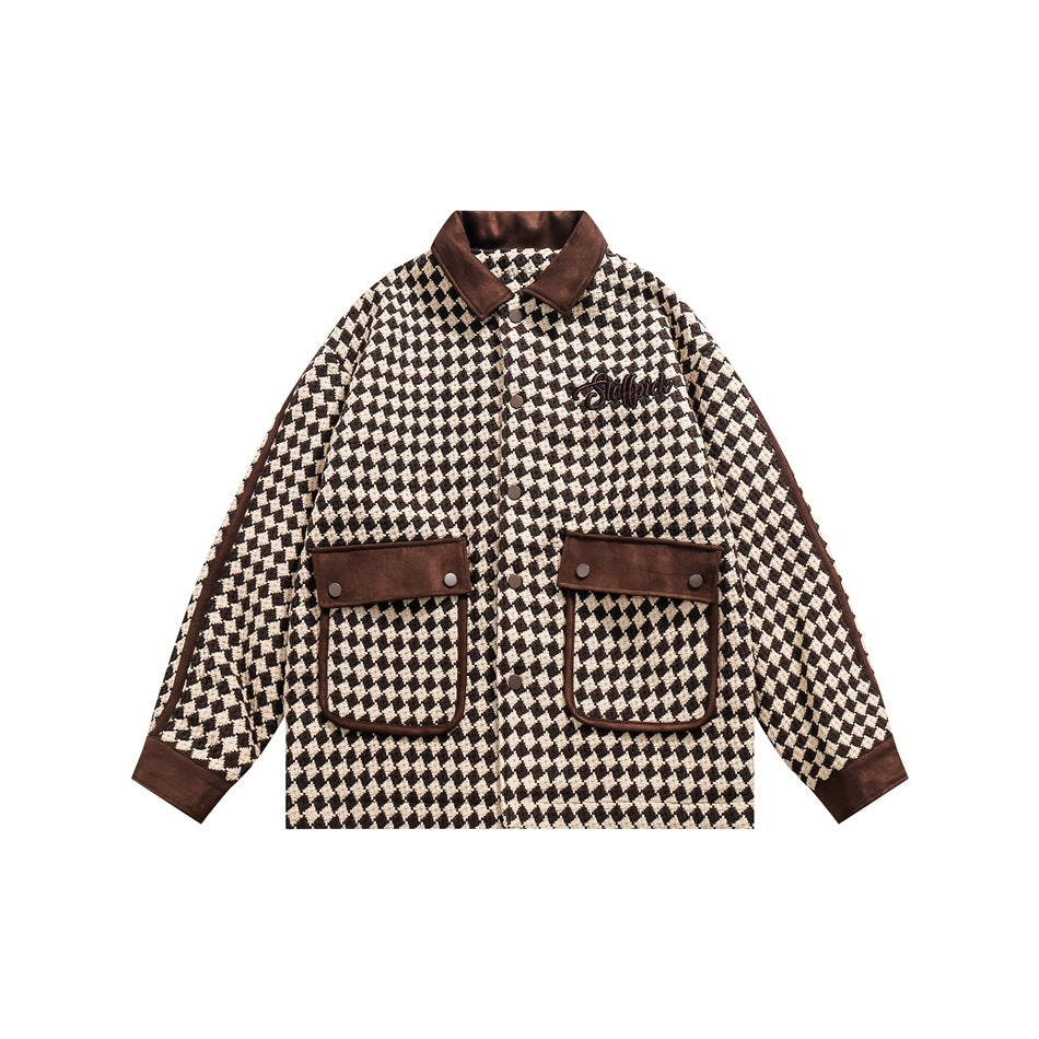 Unisex Jacket Men's and Women's Plaid Jacket Baggy Coat