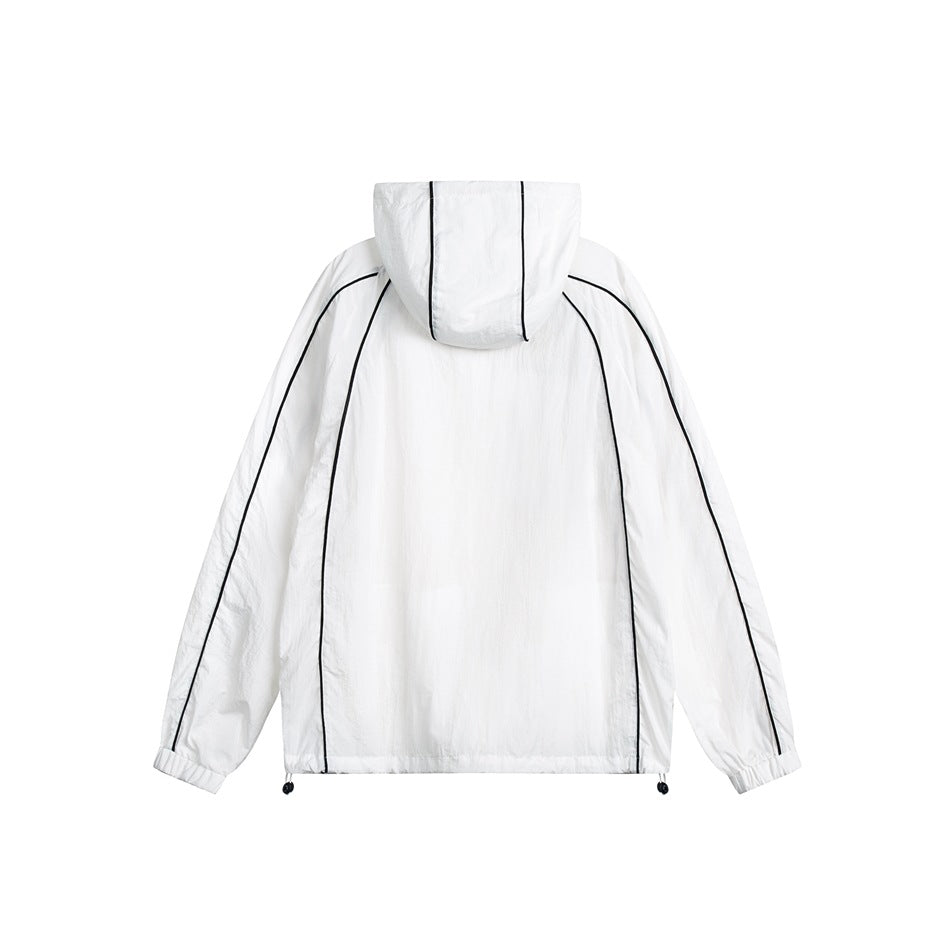 Unisex Jacket Retro Hooded Sports Jacket Men's and Women's Loose Jacket Thin Sun Protection Clothing