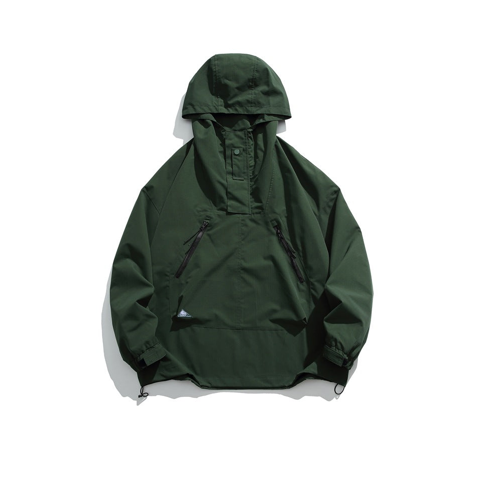 Unisex Jacket Shell Jacket Casual Hooded Coat Loose Windproof Jacket