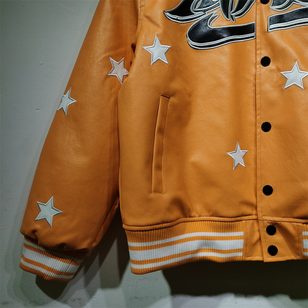 Hellstar Jacket Avirex X Hellstar Leather Jacket Loose Hip Hop