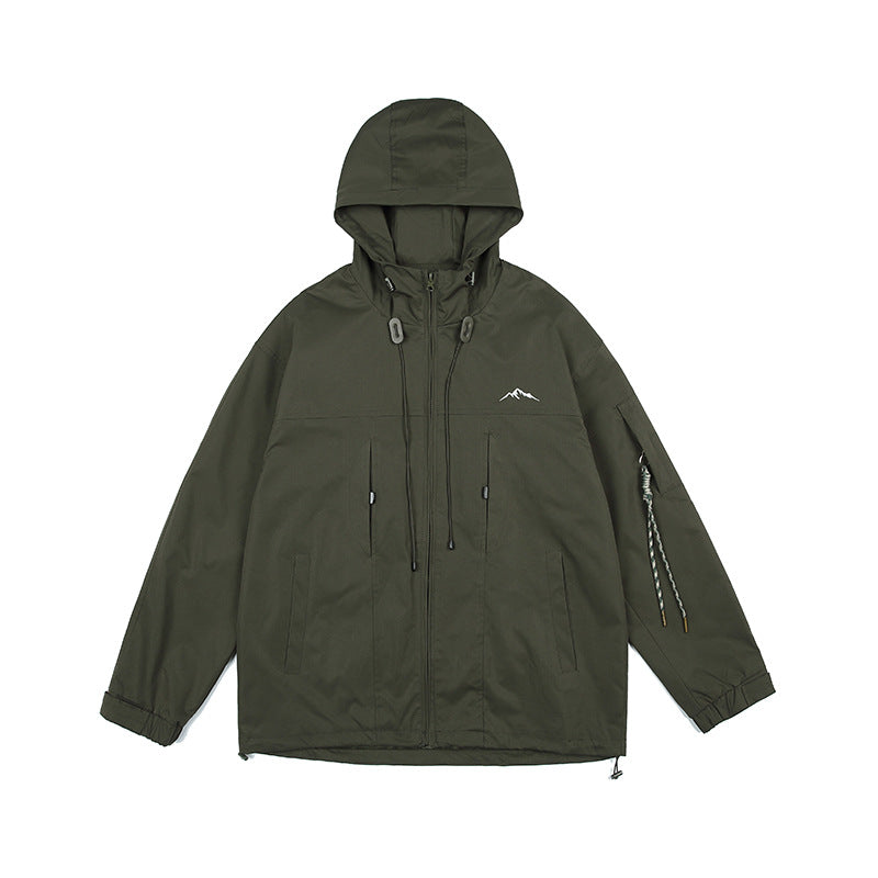 Unisex Jacket Mechanical Style Shell Jacket Workwear with Pocket Hooded Jacket