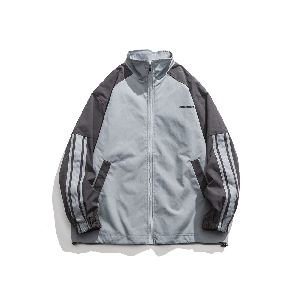Unisex Jacket Spring and Autumn Vintage Coat Men's and Women's Tops Stand Collar Multicolor Jacket