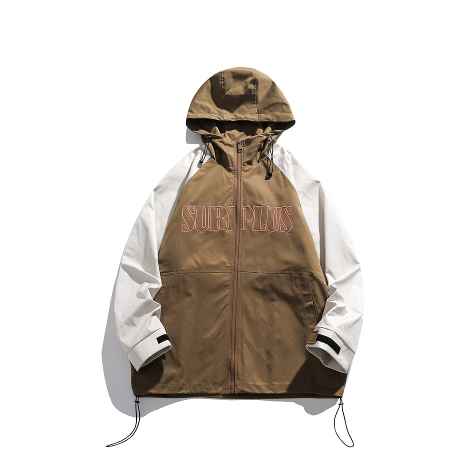 Unisex Jacket Retro Autumn Coat Loose Casual Hooded Jacket