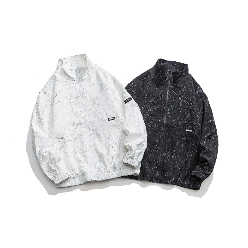 Unisex Jacket Spring and Autumn Vintage Stand Collar Top Jacket Baggy Coat