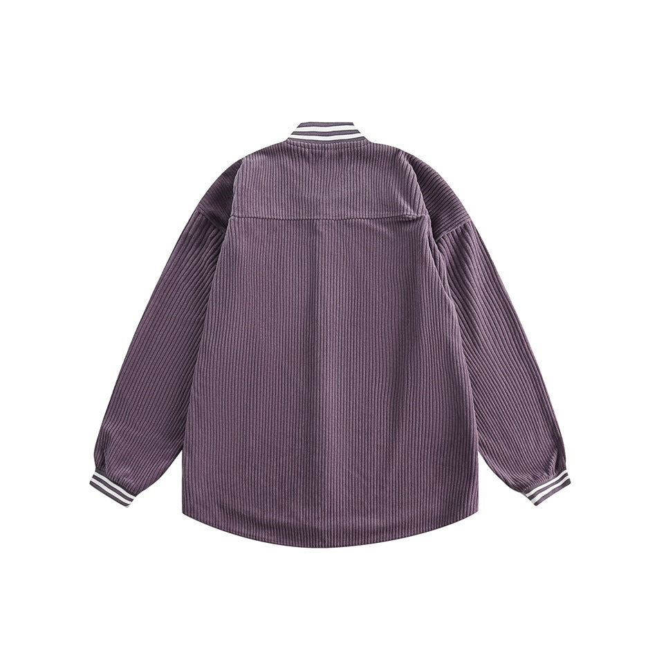 Unisex Jacket Vintage Baseball Jacket Men's and Women's Loose Corduroy Coat
