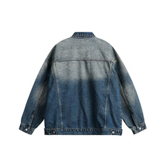 Unisex Jacket Vintage Worn Looking Washed-out Denim Jacket Loose Denim Jacket