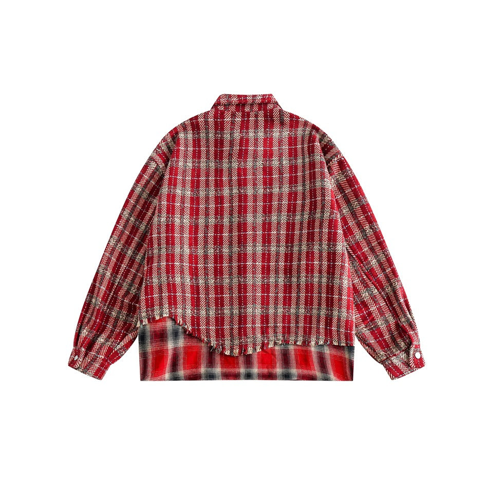 Unisex Jacket Vintage Scottish Plaid Stitching Jacket Men and Women Couple Jacket
