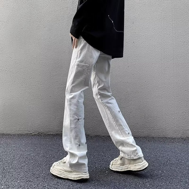 Men Jeans Slightly Flared Jeans Slim-Fitting Straight Pants