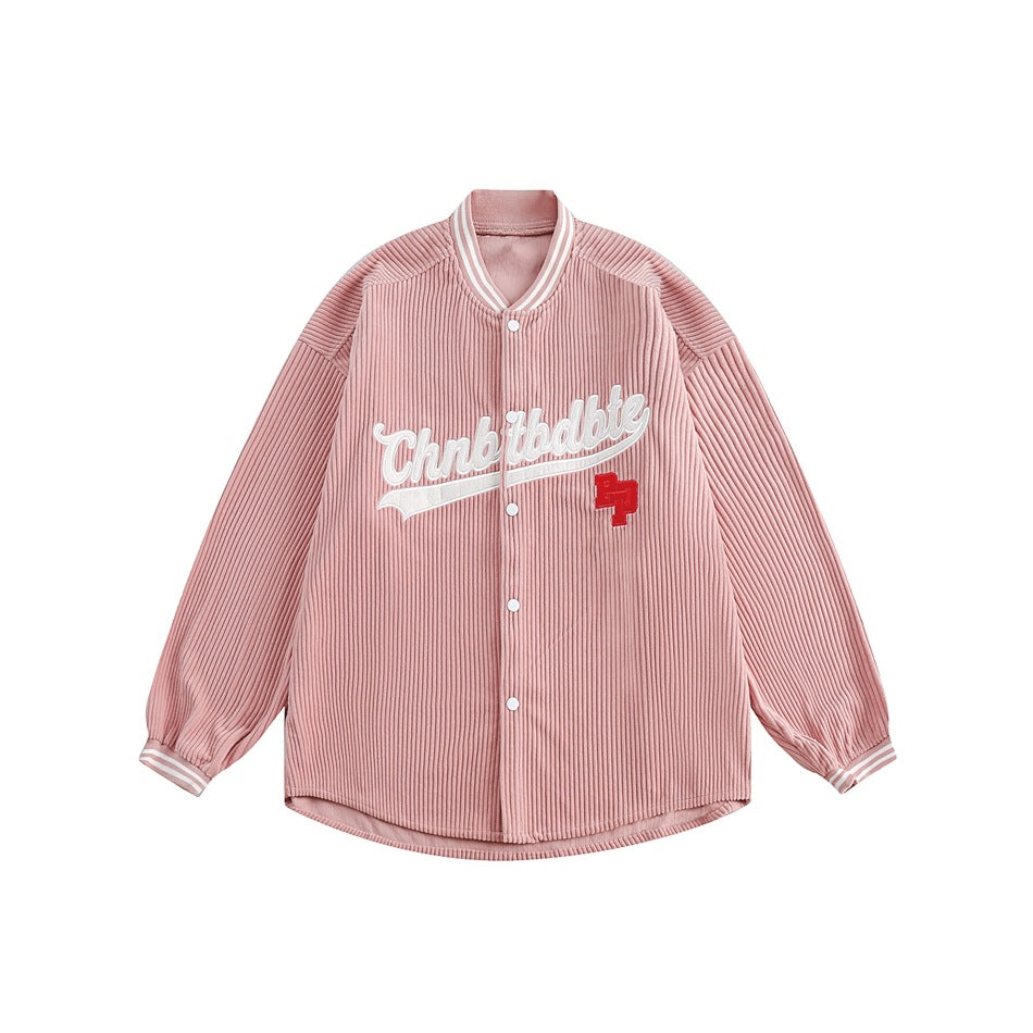 Unisex Jacket Vintage Baseball Jacket Men's and Women's Loose Corduroy Coat