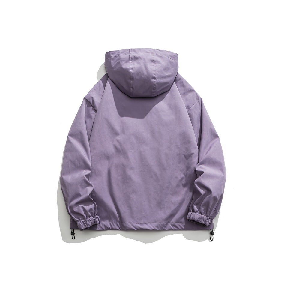 Unisex Jacket Vintage Sports Hooded Jacket Loose Casual Spring and Autumn Coat