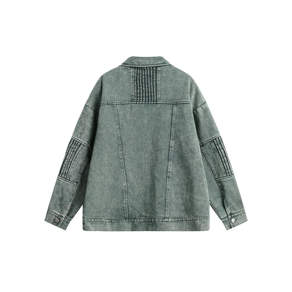 Unisex Jacket Washed Denim Clothes Jacket Men and Women Lapel Overalls