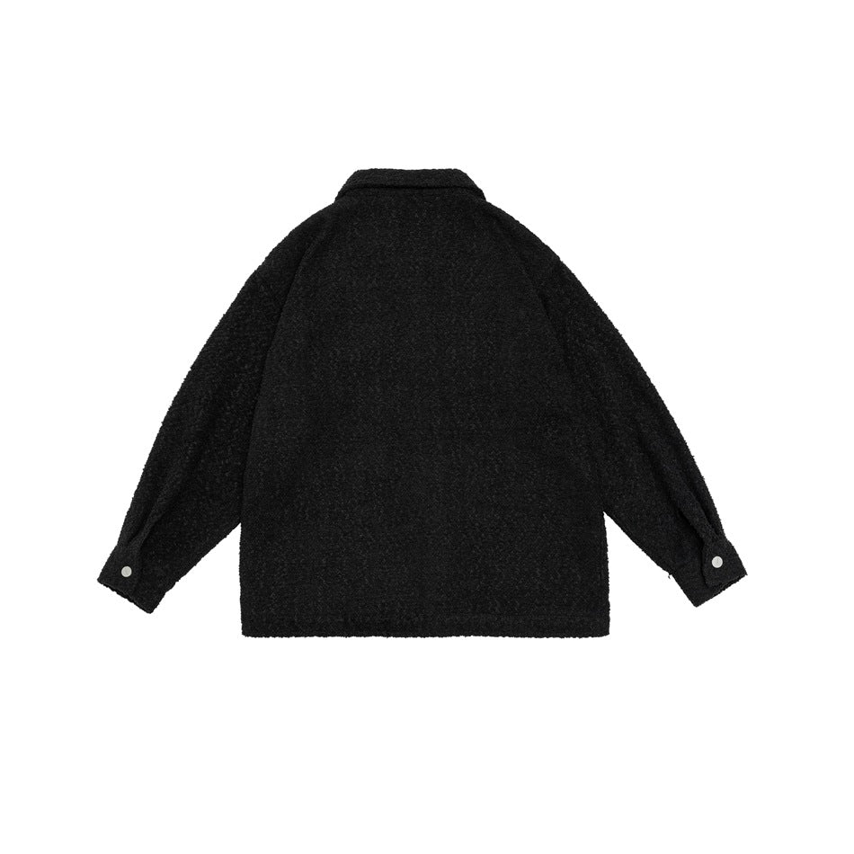 Unisex Jacket Autumn Winter Retro Polo Collar Jacket Loose Lamb Wool Couple Coat