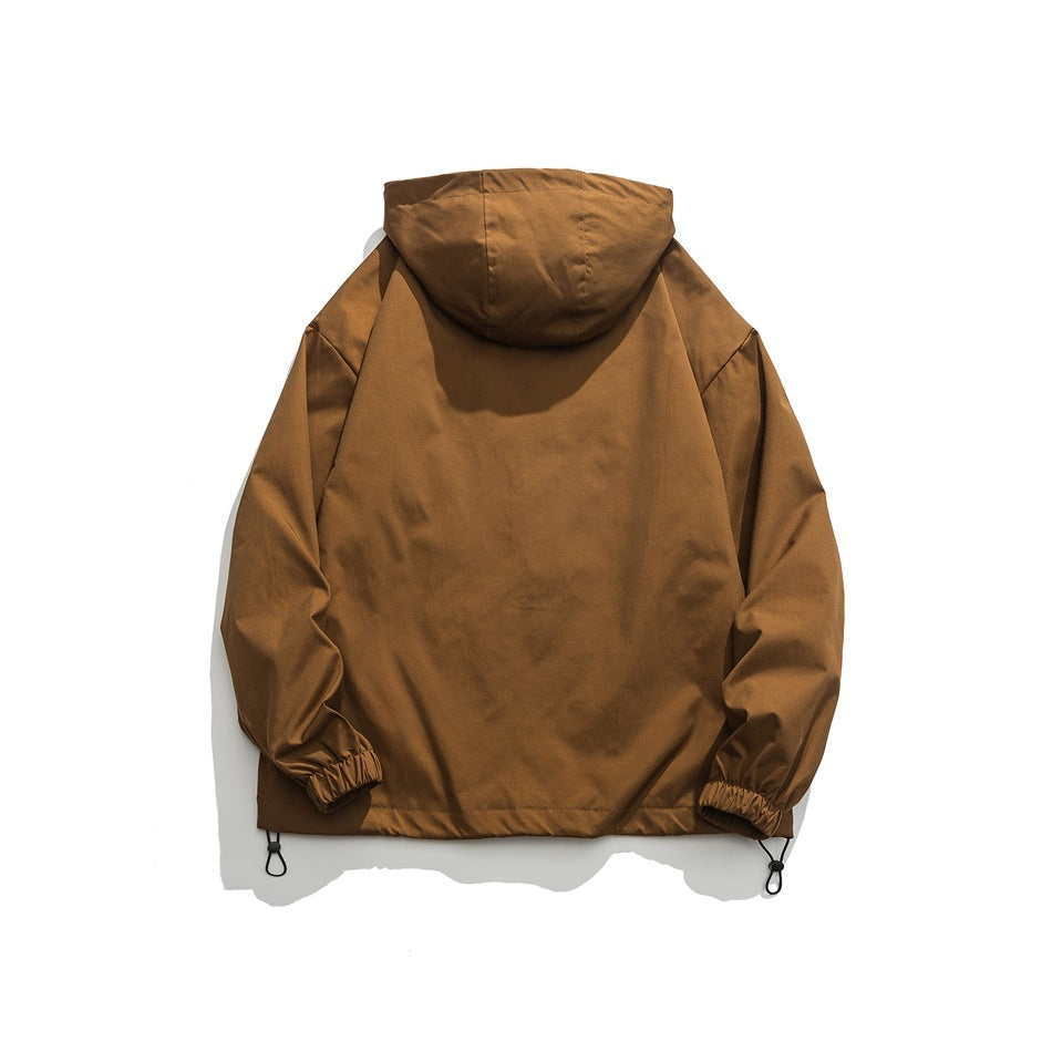 Unisex Jacket Vintage Sports Hooded Jacket Loose Casual Spring and Autumn Coat