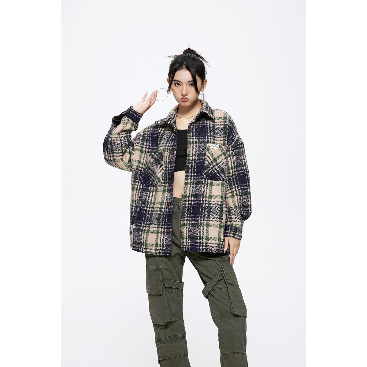 Unisex Jacket Retro Plaid Shirt Men and Women Loose Jacket