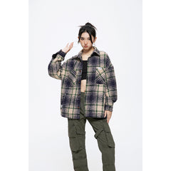 Unisex Jacket Retro Plaid Shirt Men and Women Loose Jacket