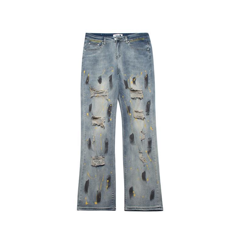 Men Jeans Washed Make Old Ripped Jeans