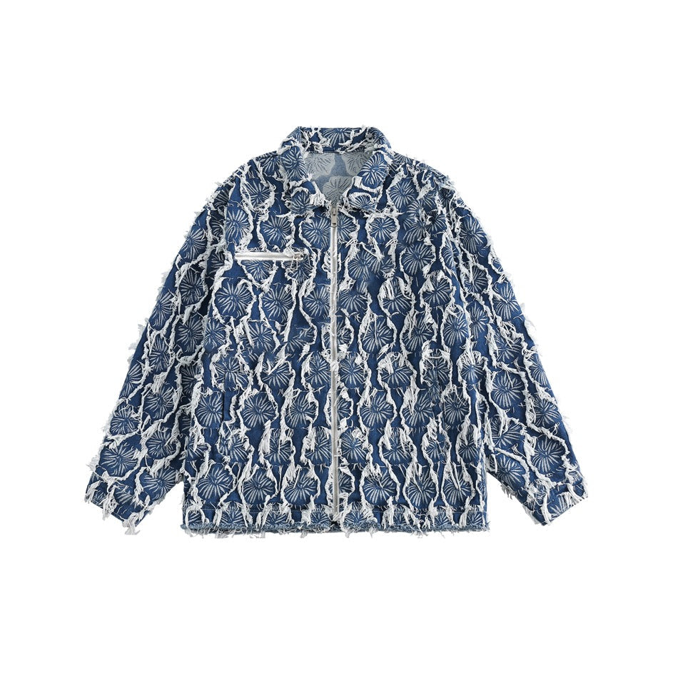 Unisex Jacket Retro Workwear Denim Jacket Loose Spring and Autumn Coat