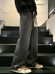 Men Jeans Summer Retro Casual Straight Pants